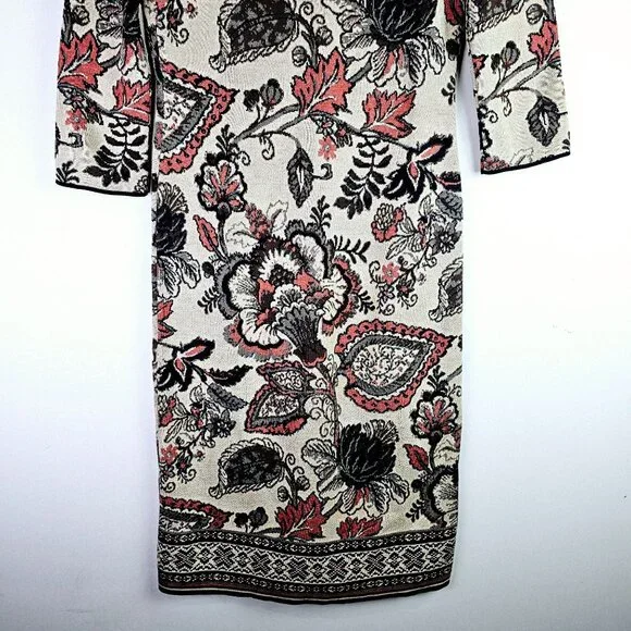 Peruvian Connection Floral Stretch Pima Cotton Bodycon Sweater Dress, Peru, Sz S - Picture 8 of 11